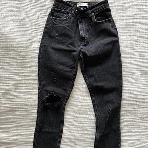 Abercrombie Curve Love Distressed Black Jeans